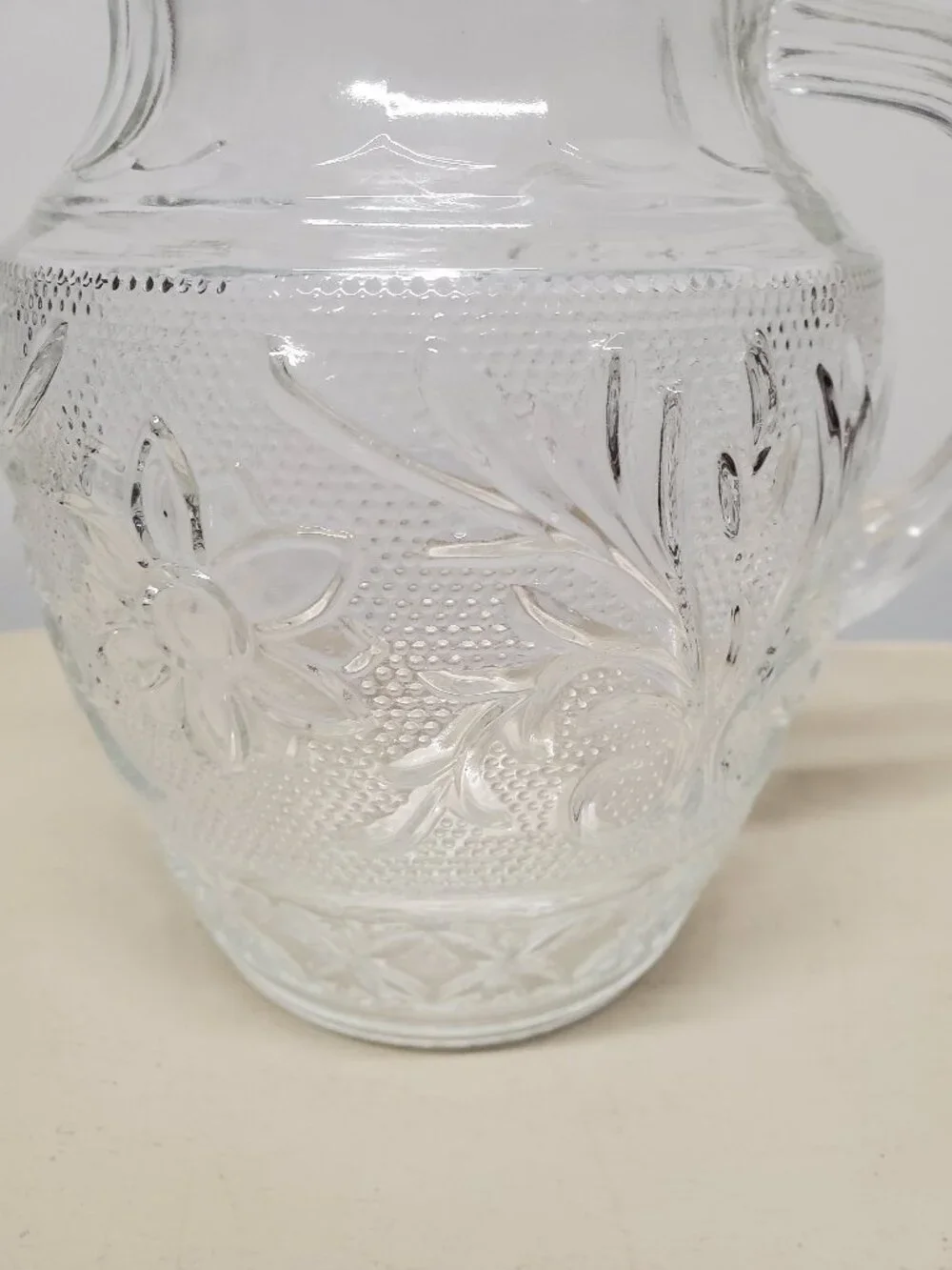 Vintage 37 Oz Ice Lip Juice Pitcher Sandwich Clear by Anchor Hocking